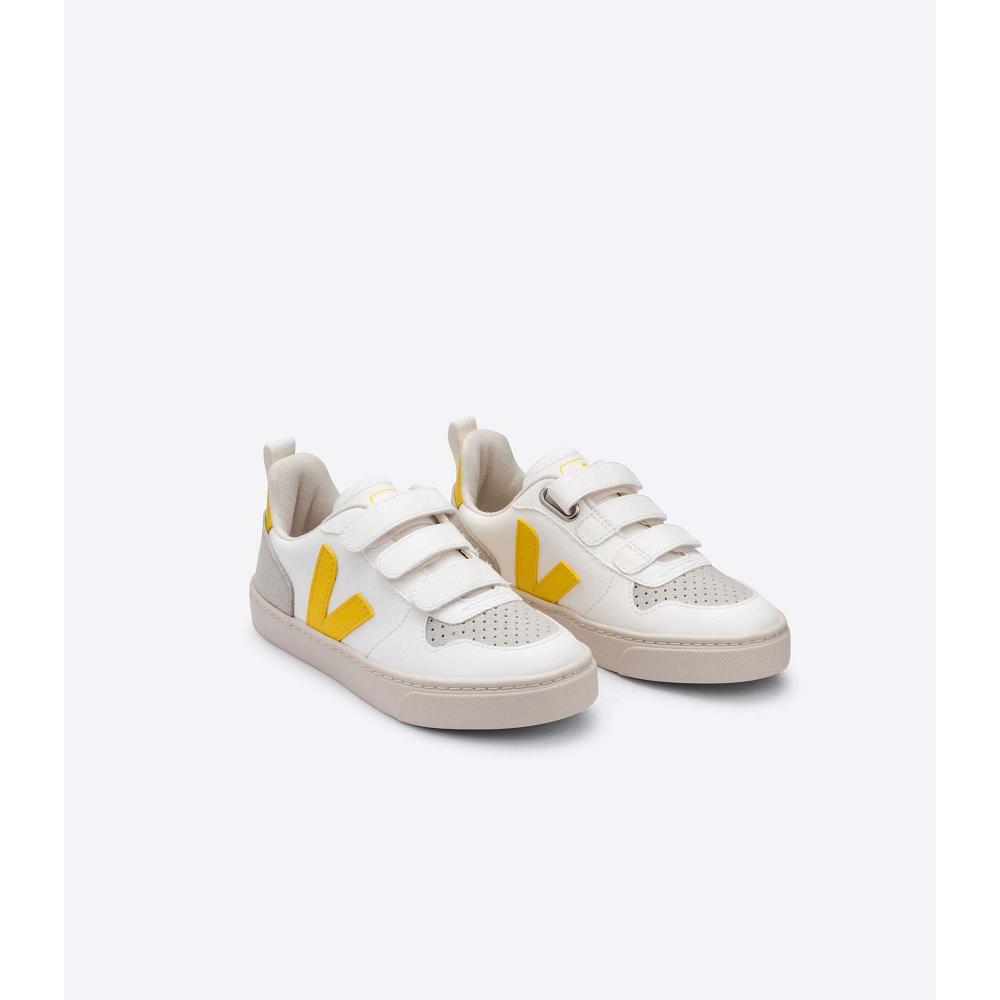 Veja V-10 CWL Kids' Shoes White/Gold | CA 787YXF